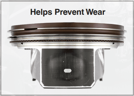 After 1,000 miles (1,609 km) of extreme-heat dyno testing, AMSOIL 20W-50 Synthetic V-Twin Motorcycle Oil protected against piston-ring sticking and piston scuffing for maximum compression and power.